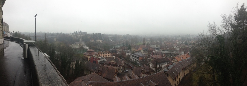 View of Bern from outside the Swiss Parliament building. 